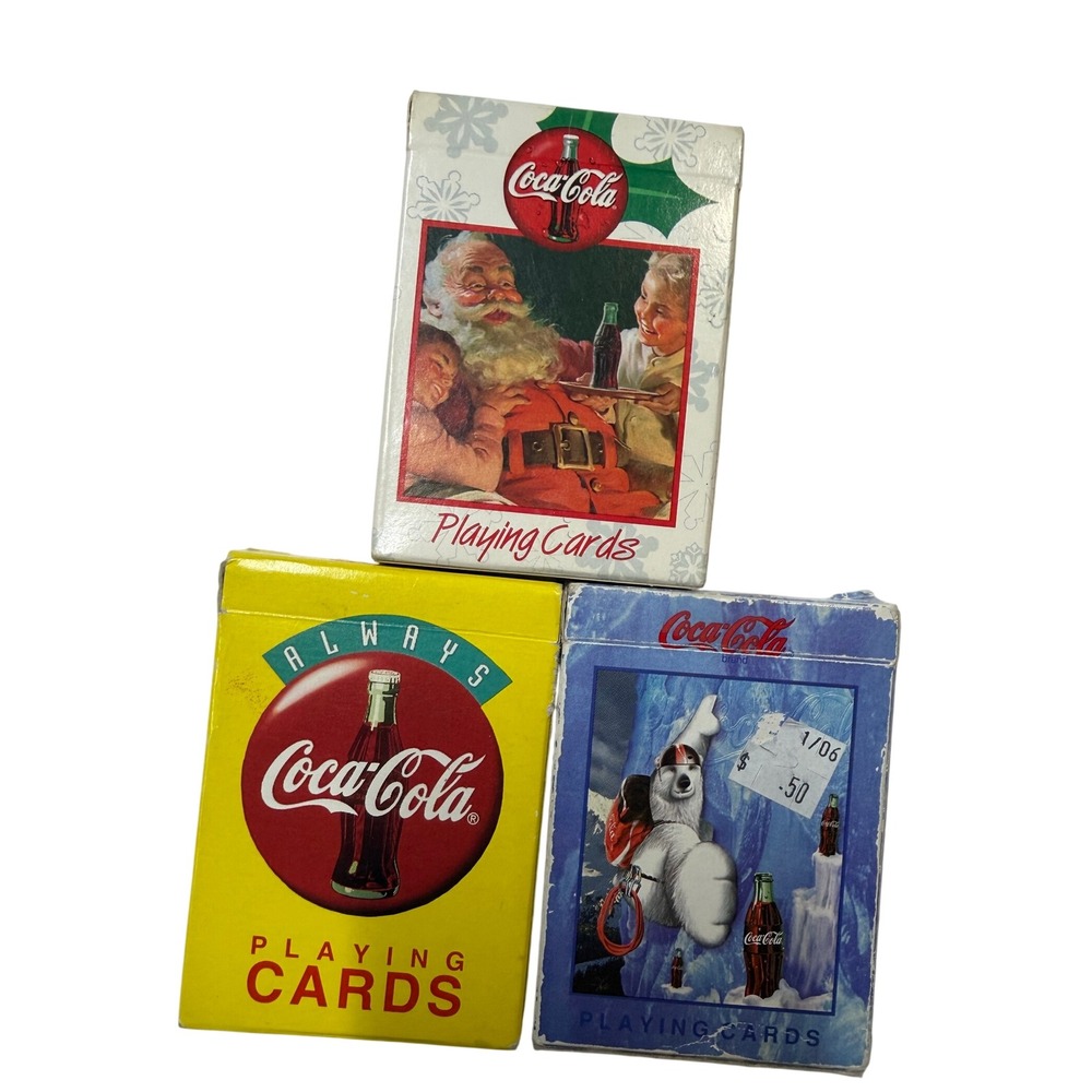 Vintage Coca-Cola Playing Cards Lot of 3